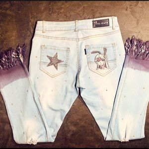 Rhinestone Studded,Ombré Shredded, Anime Jeans!